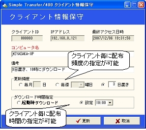 クライアント毎の配布条件指定機能